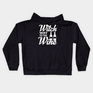 Witch Way To The Wine tee design birthday gift graphic Kids Hoodie